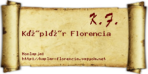 Káplár Florencia névjegykártya